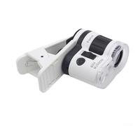 Lente d'ingrandimento portatile 60x con sistema di montaggio a clip del telefono e luce bianca LED per osservazioni sul campo (nero)