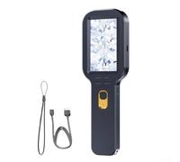 Lente d'ingrandimento portatile per microscopio con zoom 500x, display HD da 7,6 cm, per analisi della pelle, studio di insetti, fissaggio su circuiti stampati, colore bianco (nero)