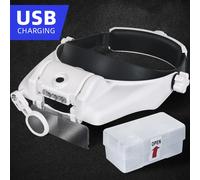 Lente d'ingrandimento TUNGFULL con luci a LED Lampada con lente d'ingrandimento illuminata Stile da indossare 1,5x 2x 2,5x 3x 3,5x 8 Cuffie con ingrandimento