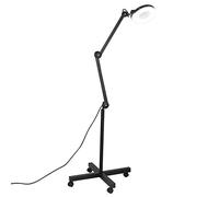 Lente d'ingrandimento Verticale 5X Lampada Terra a LED, Lampada con Lente D'ingrandimento Regolabile Luce di bellezza per Salone di Bellezza Tattoo Skin Stand Studio mobile Massaggio Estetista