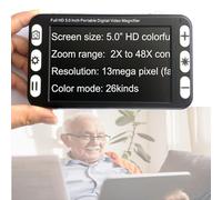 Lente d'ingrandimento video digitale, ausilio for la lettura elettronico portatile portatile, supporta l'uscita AV sulla TV, zoom 2X-48X, 26 modalità colore, schermo LCD da 5,0 pollici