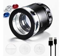 Lente Ingrandimento, 10x Lente d’ingrandimento per Gioiellieri con 8 Luci LED e Scala in Vetro a 3 Misure Lente Ricaricabile con Campo Visivo di 35 mm Per Gioielli, Gemme, Monete, Utensili Per Hobby