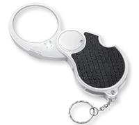 Lente Ingrandimento con luce, 5X Lente di Ingrandimento Pieghevole, Lupe Portatile con Portachiavi, Maniglia in Pelle Antiscivolo, Lente 45mm, Ideale per Leggere, Monete, Hobby, Viaggi, Uso Quotidiano