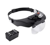Lente ingrandimento per montaggio sulla testa con luce, Occhiali binoculari con illuminazione LED per lavori ravvicinati, Lente per lettura mani libere, Lente gioielliere 5 lenti 1,2X 1,8X 2,5X3,5X