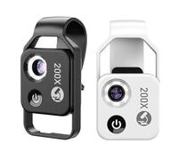 Lente per microscopio per telefono, Microscopio con obiettivo CPL Zoom 200x, accessori tascabili for lente d'ingrandimento for telefoni,Microscopio a clip(Gray)