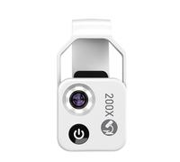 Lente per microscopio per telefono, Microscopio For Cellulare 200X Con Obiettivo Apertura F1.8, Mini Digitale Portatile 6 Luci LED/clip Universale,Microscopio a clip(White no CPL)