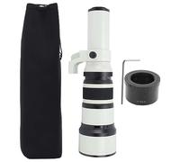 Lente Teleobiettivo da 500mm F6.3, Obiettivo Prime Fisso in Vetro Ottico con Anello Adattatore T2 EOSM per Fotocamere Mirrorless M Mount - Design Ottico Superiore, Controllo (Bianco)