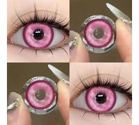 Lenti a contatto colorate rosa per cosplay di Ognissanti, 1 paio di lenti a contatto colorate folli, diametro 14,50 mm, ingrandiscono gli occhi per uno sguardo più grande. Costume di Ognissanti cospla