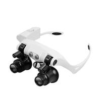 Lenti di ingrandimento 10X 15X 20X 25X con luce a 2 LED, lente d'ingrandimento doppia, montate sulla testa, for riparazioni orologi e gioielli