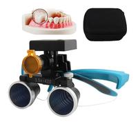 Lenti D'Ingrandimento Binoculari Chirurgiche Dentali, Lente D'Ingrandimento 2,5X/3,5X Con Luce Stereo Da 5 W, Distanza Di Lavoro: 320-420 Mm, Luminosità Regolabile Su 4 Livelli,Blue-3.5X