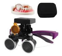 Lenti D'Ingrandimento Binoculari Chirurgiche Dentali, Lente D'Ingrandimento 2,5X/3,5X Con Luce Stereo Da 5 W, Distanza Di Lavoro: 320-420 Mm, Luminosità Regolabile Su 4 Livelli,Purple-2.5X