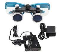 Lenti D'Ingrandimento Binoculari Chirurgiche + Faro A Led Da 5 W, Dental Magnifying Glasses, Lente D'Ingrandimento Dentale Ultraleggera Portatile 2,5X / 3,5X Per Dentisti Professionisti,Blue-3.5X
