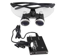 Lenti D'Ingrandimento Binoculari Chirurgiche + Faro A Led Da 5 W, Dental Magnifying Glasses, Lente D'Ingrandimento Dentale Ultraleggera Portatile 2,5X / 3,5X Per Dentisti Professionisti,Black-3.5X