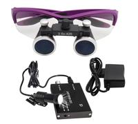 Lenti D'Ingrandimento Binoculari Chirurgiche + Faro A Led Da 5 W, Dental Magnifying Glasses, Lente D'Ingrandimento Dentale Ultraleggera Portatile 2,5X / 3,5X Per Dentisti Professionisti,Purple-3.5X