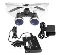 Lenti D'Ingrandimento Binoculari Chirurgiche + Faro A Led Da 5 W, Dental Magnifying Glasses, Lente D'Ingrandimento Dentale Ultraleggera Portatile 2,5X / 3,5X Per Dentisti Professionisti,Silver-2.5X