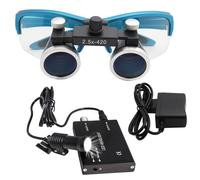 Lenti D'Ingrandimento Binoculari Chirurgiche + Faro A Led Da 5 W, Dental Magnifying Glasses, Lente D'Ingrandimento Dentale Ultraleggera Portatile 2,5X / 3,5X Per Dentisti Professionisti,Blue-2.5X