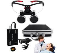 Lenti D'ingrandimento Binoculari Professionali Ed Ergonomiche (2.5X/3.5X) - Occhiali Ingranditori Da Testa Con Lampada LED 5W, Distanza Interpupillare Regolabile E Custodia In Alluminio(Nero,3.5X)