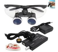 Lenti D'Ingrandimento Dentali 2,5X / 3,5X, Lenti D'Ingrandimento Binoculari Chirurgiche + Luce Frontale A Led Da 5W, Portatili Ultraleggere, Attrezzatura Da Laboratorio Per Dentista,Black-2.5X