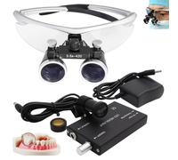 Lenti D'Ingrandimento Dentali 2,5X / 3,5X, Lenti D'Ingrandimento Binoculari Chirurgiche + Luce Frontale A Led Da 5W, Portatili Ultraleggere, Attrezzatura Da Laboratorio Per Dentista,Silver-3.5X