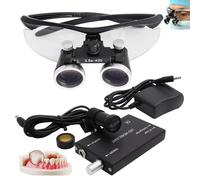 Lenti D'Ingrandimento Dentali 2,5X / 3,5X, Lenti D'Ingrandimento Binoculari Chirurgiche + Luce Frontale A Led Da 5W, Portatili Ultraleggere, Attrezzatura Da Laboratorio Per Dentista,Black-3.5X