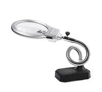 Lenti d'ingrandimento, Supporto per lente d'ingrandimento grande, Lente d'ingrandimento da tavolo 2,25X 5X con 2 lenti Jumbo a LED, Ingrandimento a mani libere con luce per hobby,