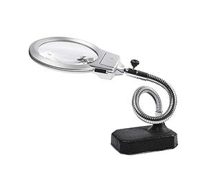 Lenti d'ingrandimento, Supporto per lente d'ingrandimento grande, Lente d'ingrandimento da tavolo 2,25X 5X con 2 lenti Jumbo a LED, Ingrandimento a mani libere con luce per hobby,