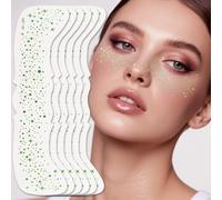 Lentiggini Glitter Tatuaggi Viso, Paillettes Autoadesive Temporanee Impermeabili per Donne e Ragazze - Accessorio Make up Carnevale-10pcs-Green-euc