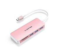 LENTION 5-in-1 Hub USB C con 3 USB 3.0, Lettore di Schede SD/Micro SD, Adattatore per 2023-2016 MacBook Pro M2 M1, Mac Air, iPad Pro Air, iPhone 15 Plus Pro Max, Surface Pro 9 (C15, Oro Rosa)