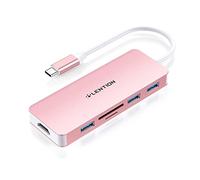 LENTION 6-in-1 Hub USB C a HDMI 4K, 3 USB 3.0, Lettore di Schede SD/Micro SD, Adattatore per MacBook Pro 2026-2016, Mac Air, iPad Pro, MacBook Neo, Surface (C18, Oro Rosa)