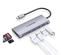 LENTION 6-in-1 Hub USB C a HDMI 4K@30Hz, 3 USB 3.0, Lettore di Schede SD/Micro SD, Adattatore per MacBook Pro/Air 2026-2016, Nuovo MacBook Neo, iPhone 17/16/15 Serie, Surface Pro (C34, Grigio)