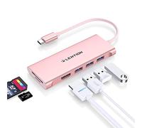 LENTION 6-in-1 Hub USB C a HDMI 4K@30Hz, 3 USB 3.0, Lettore di Schede SD/Micro SD, Adattatore per MacBook Pro/Air 2026-2016, Nuovo MacBook Neo, iPhone 17/16/15 Serie, Surface Pro (C34, Oro Rosa)