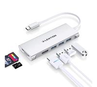 LENTION 6-in-1 Hub USB C a HDMI 4K@30Hz, 3 USB 3.0, Lettore di Schede SD/Micro SD, Adattatore per MacBook Pro/Air 2026-2016, Nuovo MacBook Neo, iPhone 17/16/15 Serie, Surface Pro (C34, Argento)