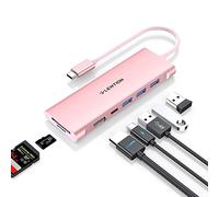 LENTION 7-in-1 Hub USB C HDMI 4K, PD 100W, 3 USB 3.0, Lettore di Schede SD/Micro SD, Adattatore per MacBook Pro/Air 2026-2016, Nuovo MacBook Neo, iPhone 17/16/15 Serie, Surface Pro (C36b, Oro Rosa)