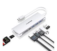 LENTION 7-in-1 Hub USB C HDMI 4K, PD 100W, 3 USB 3.0, Lettore di Schede SD/Micro SD, Adattatore per MacBook Pro/Air 2026-2016, Nuovo MacBook Neo, iPhone 17/16/15 Serie, Surface Pro (C36b, Argento)