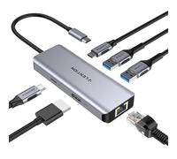 LENTION Adattatore USB C 6 in 1, Docking Station USB-C con HDMI 4K@60Hz, Ethernet RJ1000Mbps, 3 USB A & C 3.0, PD 100W per MacBook Pro 2026-2016, Mac Air, iPad Pro, iMac, Surface (Grigio)