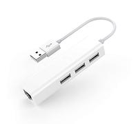 LENTION Hub USB 3 Porte con Adattatore LAN RJ45 Dock Ethernet per Laptop Extender di Rete, Compatibile con MacBook Air/Pro (Generazione Precedente), Chromebook, Laptop Windows(CB-USB2.0, Bianco)