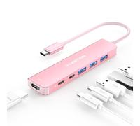 LENTION Hub USB C a HDMI 4K@60Hz, PD 100W, Adattatore USB C USB 3.0 (Porte Tipo-A e Tipo-C), per MacBook Pro/Air 2026-2016, MacBook Neo, iPad Pro, Surface, iPhone 17/16/15 Serie (Oro Rosa)