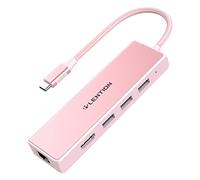 LENTION Hub USB C a HDMI 4K, Ethernet 1000M, 3 Dongle USB 3.0, Adattatore per 2023-2016 MacBook Pro M2 M1, Nuovo Mac Air, iPhone 15 Plus Pro Max, Surface Pro 9, Chromebook (C25, Oro Rosa)