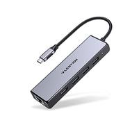 LENTION Hub USB C a HDMI 4K, Ethernet 1000M, 3 Dongle USB 3.0, Adattatore per 2024-2016 MacBook Pro M1/M2/M3/M4, Nuovo Mac Air, iPhone 15 Plus Pro Max, Surface Pro 9, Chromebook (C25, Grigio)