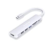 LENTION Hub USB C con HDMI 4K@60Hz, PD 100W, USB 3.0 e 2.0, Lettore di Schede SD/TF, Adattatore USB C a USB per MacBook Pro/Air 2026-2016, Nuovo iPad Pro, Surface, iPhone 17/16/15 Serie (Argento)