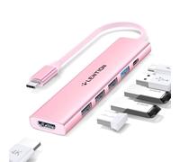 LENTION Hub USB C con HDMI 4K, PD 100W, USB C USB 3.0 & 2.0, Adattatore per MacBook Pro/Air 2026-2016, Nuovo MacBook Neo, iPad Pro, Surface, iPhone 17/16/15 Serie (CH17, Oro Rosa)