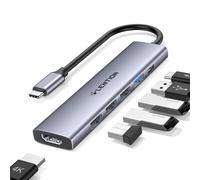 LENTION Hub USB C con HDMI 4K, PD 100W, USB C USB 3.0 & 2.0, Adattatore per MacBook Pro/Air 2026-2016, Nuovo MacBook Neo, iPad Pro, Surface, iPhone 17/16/15 Serie (CH17, Grigio)
