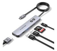 LENTION Hub USB C con Smart AI, 100W PD, 4K@60Hz HDMI, lettore di schede SD/TF, USB 3.0, compatibile con MacBook Pro/Air M1-M5 2018-2026, iPhone 17/16/15 Plus Pro Max (CA18, grigio)