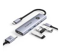 LENTION Hub USB-C con Tipo C 3.0, USB-A 3.0, HDMI 4K@60Hz, Ricarica PD da 100W, Pulsante di Controllo della Privacy per Lo Schermo HDMI, Compatibile con MacBook Pro 2025-2016, iPad Pro, iPhone 17