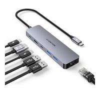 LENTION Hub USB C Ethernet 6 in 1, Adattatore USB-C con HDMI 4K@60Hz, 1000Mbps Ethernet, 3 USB 3.0, PD 100W per Nuovo MacBook Pro/Air, Surface, Chromebook, iPhone 17 Plus Pro MAX (C26b, Grigio)