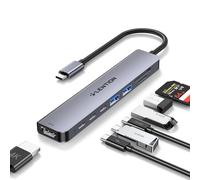 LENTION Hub USB C HDMI 4K@60Hz, PD 100W, 2 USB-C 3.0 & 2 USB-A 3.0, Lettore di Schede SD/TF, Adattatore per 2024-2016 MacBook Pro, Nuovo Mac Air, iPhone 15 Plus Pro Max, Surface (CE19, Grigio)