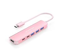 LENTION Hub USB C HDMI 4K, PD 100W, Adattatore USB C USB 3.0 (Tipo-A & Tipo-C), Docking Station per MacBook Pro Air 2024-2016, iPad Pro Air, iPhone 16/15 Plus Pro Max, Surface Pro (CE35s, Oro Rosa)