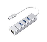 LENTION USB C Hub Adattatore Ethernet, 3 porte USB 3.0, Connettore di Rete RJ45 per MacBook Pro 2016-2025, Nuevo Mac Air/iPad Pro, Chromebook, ecc. Driver Stable Certificato (CB-C23, Argento)