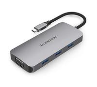 LENTION USB C Hub con 4K HDMI, VGA, lettore di schede SD/Micro SD, 3 USB 3.0, adattatore di ricarica di tipo C compatibile con 2024-2016 MacBook Pro, Nuovo Mac Air/Surface, Chromebook, più (CB-CE55)