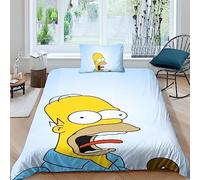 LENTLY I Simpson Copripiumino Microfibra,Set Biancheria Da Letto 3D Copripiumino Con Federa 2 Pezzi Single(135x200cm)